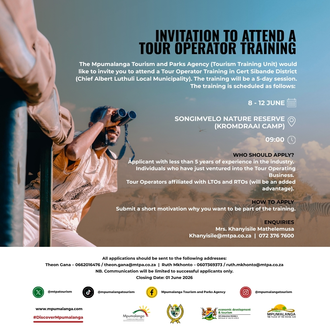 CALLING ALL ASPIRING TOUR OPERATORS IN GERT SIBANDE!