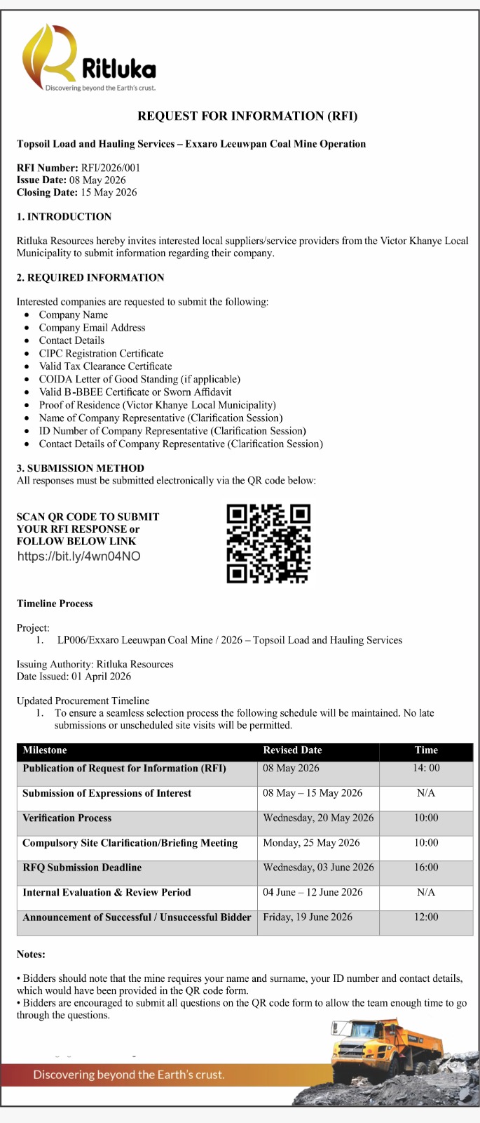 REQUEST FOR INFORMATION
